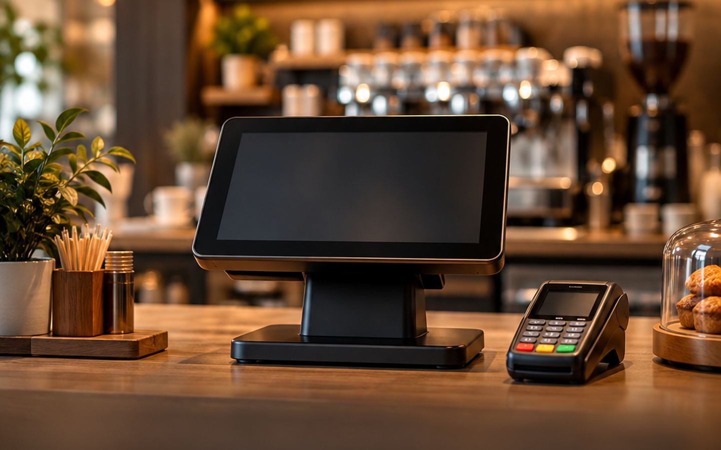 Point-of-sale terminal on a retail counter